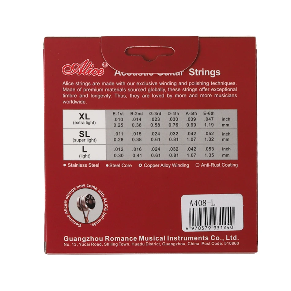 Alice A408 Tam set Akustik Git - Musical Instrument Strings incelemesi ve fiyatı